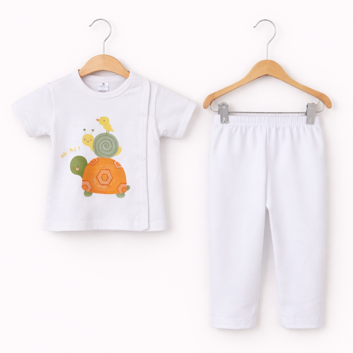 Hoppala 3040 0-3 Ay Kaplumbağa Baskılı Unisex Kısa Kollu Zıbın Takımı