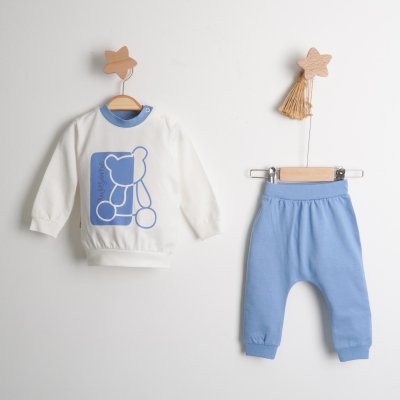 Luminoso 4750 6-9-12 Ay Awesome Bear Baskılı Erkek İkili Takım