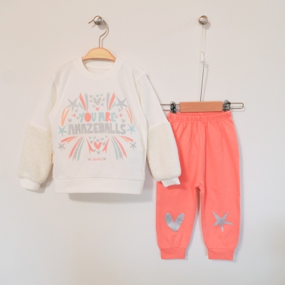 Luminoso 1227 1-2-3 Yaş Amazeballs Simli Baskılı Kız Mevsimlik İkili Takım