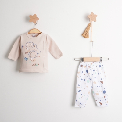 Hoppala 4412 0-3 Ay Unisex Astronaut Baskılı Patiksiz Zıbın Takımı