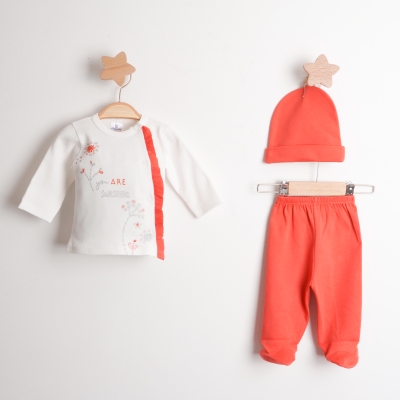 Hoppala 4420 Flowers Yaldızlı Fırfırlı Kız Eldivenli Zıbın Takımı